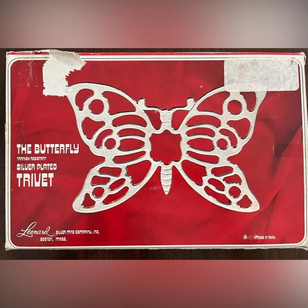 The Butterfly Trivet by Leonard. Silver plated. Made in Italy